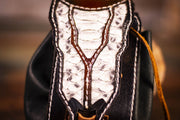 Exotic Authentic Python Inlaid Leather Drawstring Belt Pouch for Cosplay, Renaissance Fairs, and Festivals - Lotus Leather
