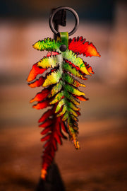 Fall Colors 3D Leather Fern Keychain - Lotus Leather