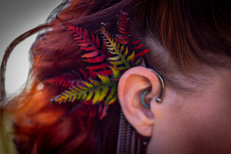 Fern Themed - 3D Realistic Design for Festival Wear - Leather Ear Cuff Wrap - Lotus Leather