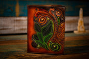 Fern Themed - Original Artwork - Hand Carved Leather Journal - Customs are Available! - Lotus Leather