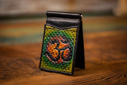 Flower Of Life - Money Clip - Tooled Leather Minimalist Wallet - Lotus Leather