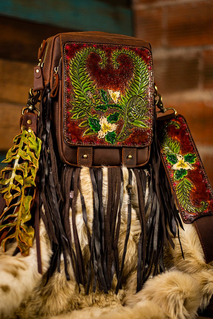 Forest Floor Themed - Crossbody Purse - Lotus Leather