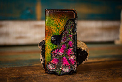 Foxglove - Tooled Trifold Leather Wallet - Lotus Leather