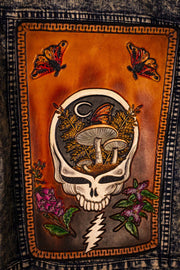 Hand Tooled Leather Jacket Patch Set- For The Nature-Loving Deadhead In You - Lotus Leather