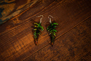 Handcrafted 3D Realistic Fern Leaf Leather Earrings - Lotus Leather