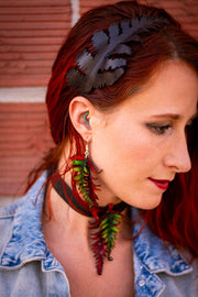 Handcrafted 3D Realistic Fern Leaf Leather Headband in Black - Lotus Leather