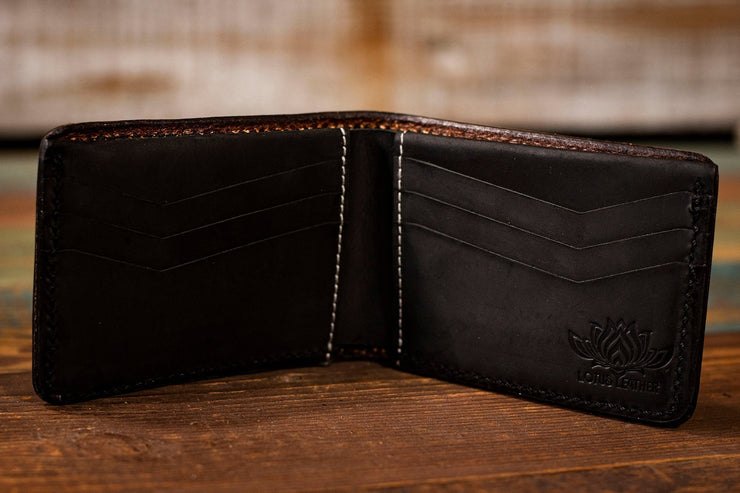 Handcrafted Dead- Themed Classic Rock Leather Wallet - Lotus Leather