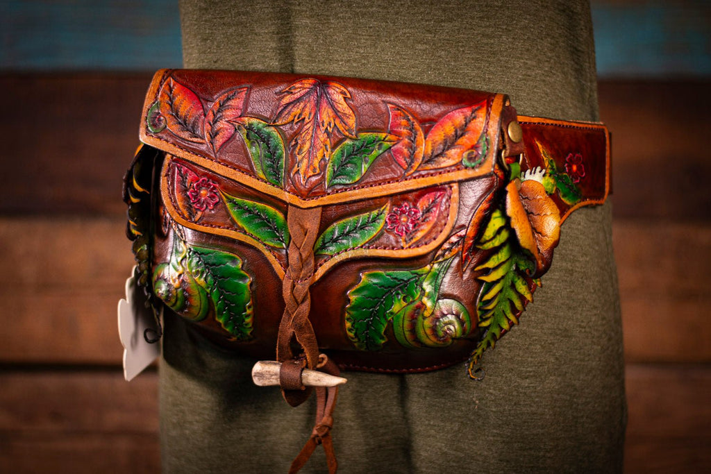 BUTCHER CUSTOM LEATHER WORKS 旧Fanny pack Butcher Custom Leather Works Fanny Pack Burgundy Used, Great
