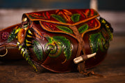 Handcrafted Leather Fanny Pack - Fern & Leaf Design for Festivals - Lotus Leather
