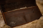 Honeybee - Honeycomb and Blackberry Themed - Tooled Long Leather Wallet - Lotus Leather