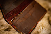 Honeybee - Honeycomb and Blackberry Themed - Tooled Long Leather Wallet - Lotus Leather