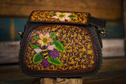Honeybee - Tooled Leather Handbag - Lotus Leather