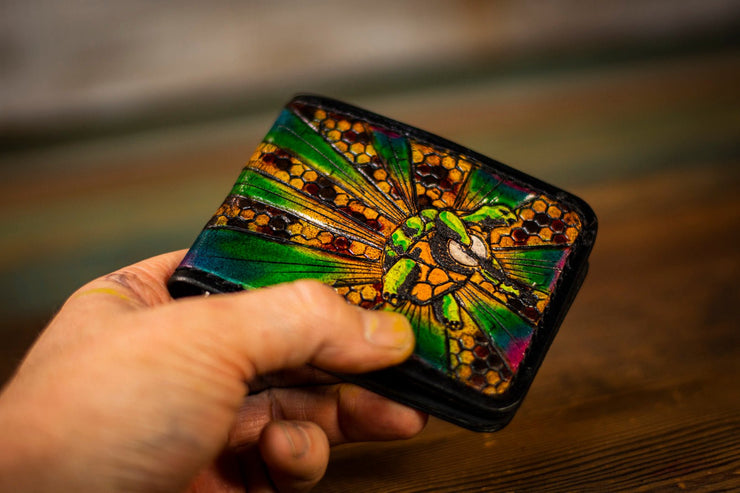 Honeycomb Terrapin - Dead Themed - Tooled Leather Wallet - Lotus Leather