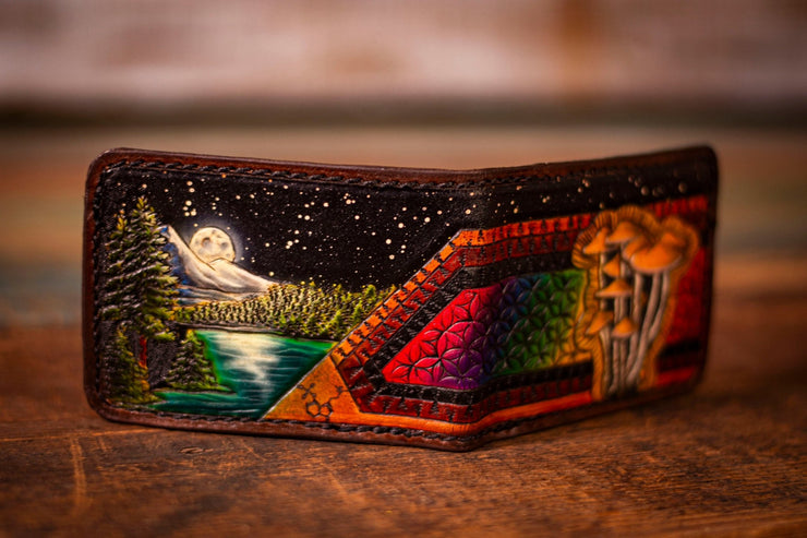 Hand Painted and Tooled Leather Wallet