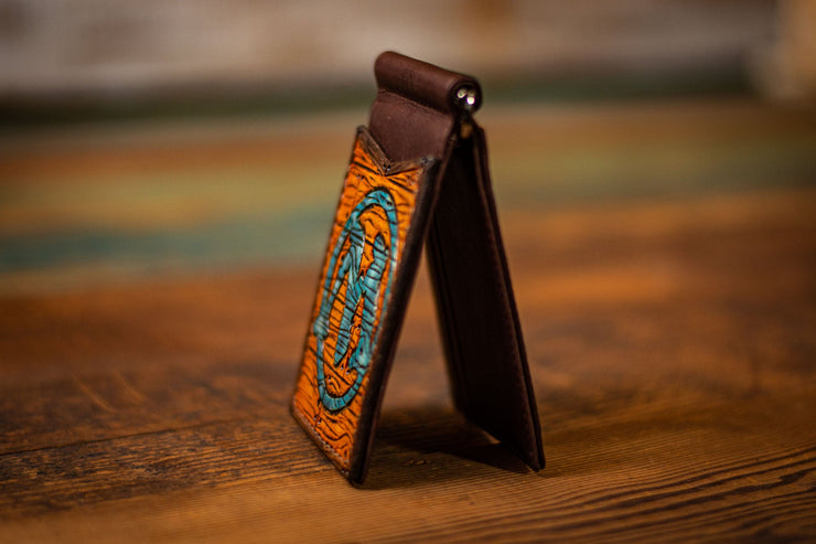Magic The Gathering - Money Clip - Tooled Leather Minimalist Wallet - Lotus Leather