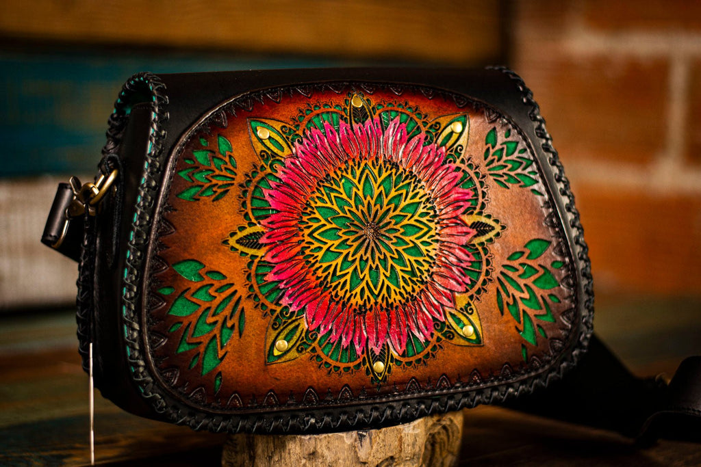 Tooled leather 2024 bag