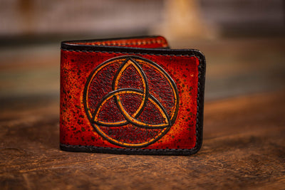 Norse-Inspired Handmade Leather Wallet with Trinity Knot - Lotus Leather
