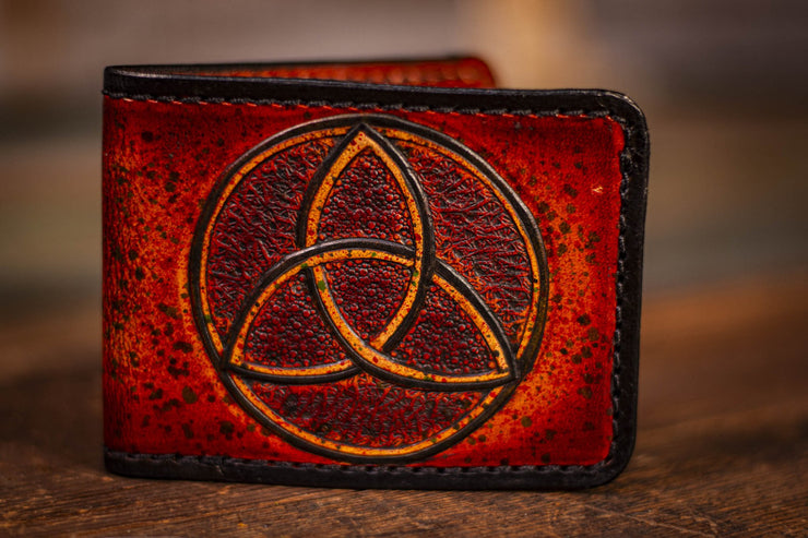 Norse-Inspired Handmade Leather Wallet with Trinity Knot - Lotus Leather