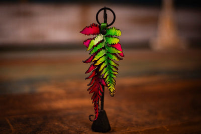 PHOTOS- Pink & Green 3D Leather Fern Keychain - Lotus Leather