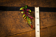 Pink and Green Fern Leaf - Multiple Sizes - Tooled Leather Keyring - Lotus Leather