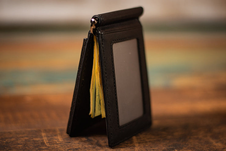 Rainbow Bolt - Money Clip - Tooled Leather Minimalist Wallet - Lotus Leather
