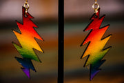 Rainbow Leather Lightning Bolt Earrings - Lotus Leather