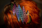 Rainbow Skull - Tooled Leather Headband - Lotus Leather