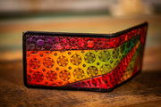 Rainbow - Sunburst Patchwork - Tooled Leather Wallet - Lotus Leather