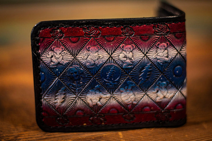 Red, White, and Blue - GD - Tooled Leather Wallet - Lotus Leather
