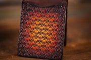 Rustic Skull & Sacred Geometry Money Clip - Black & Brown Faded Artisan Wallet - Lotus Leather