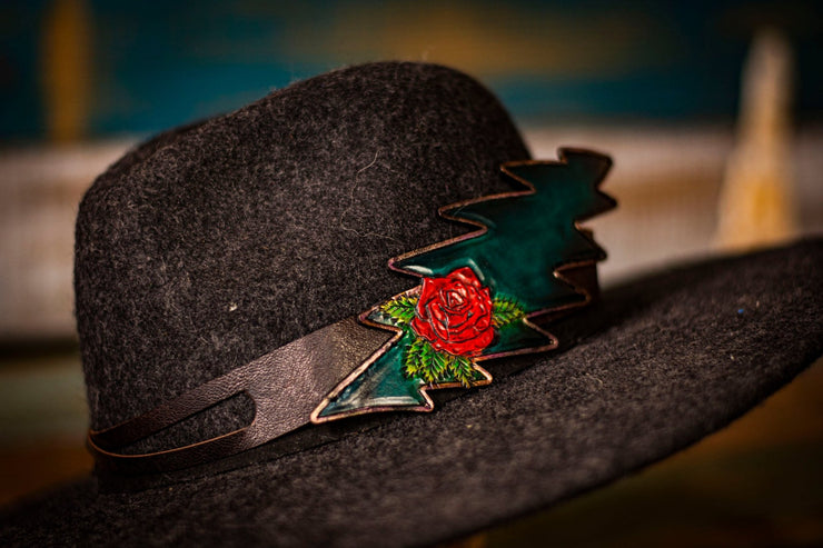 Scarlett Begonia - Tooled Leather Hat Band - Lotus Leather