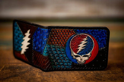 Steal Your Face - GD Patchwork - Tooled Leather Wallet - Lotus Leather