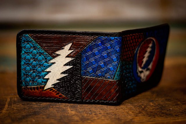 Steal Your Face - GD Patchwork - Tooled Leather Wallet - Lotus Leather