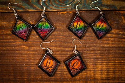 Steal Your Face - Multiple Colors Available - Tooled Leather Earrings - Lotus Leather