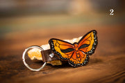 Stealie Butterfly - Dead Themed - Tooled Leather Keychain - Lotus Leather
