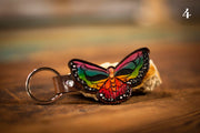 Stealie Butterfly - Dead Themed - Tooled Leather Keychain - Lotus Leather