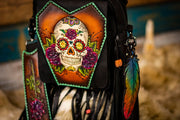 Sugar Skull - Tooled Leather Crossbody Bag - Lotus Leather