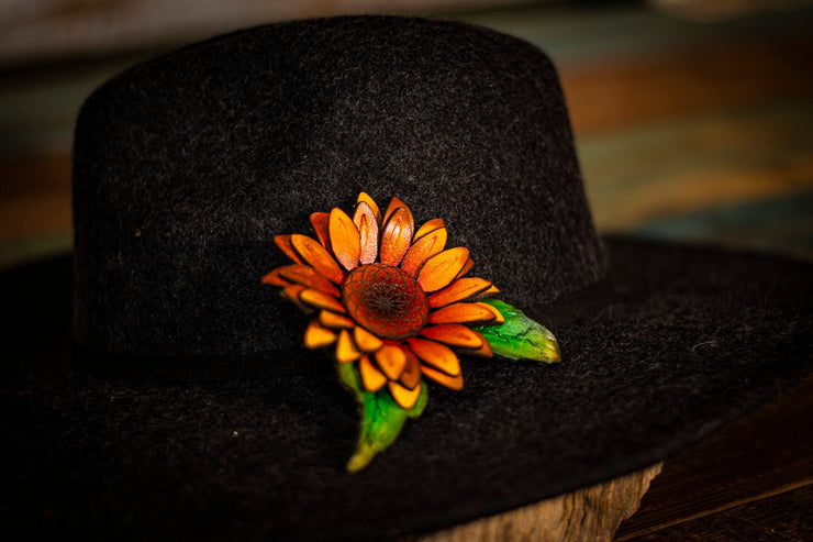 Sunflower - Multiple Colors - Leather Hat or Hair Clip - Lotus Leather