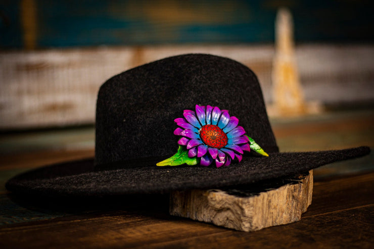 Sunflower - Multiple Colors - Leather Hat or Hair Clip - Lotus Leather