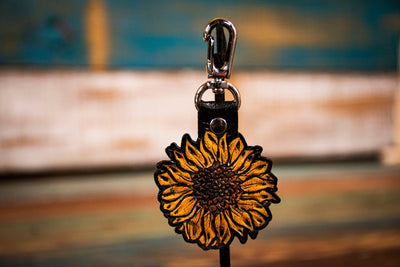 Personalized Leather Lotus Keychain Flower Charm Friendship Key