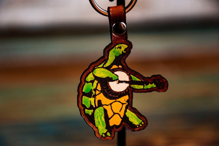 Terrapin and Banjo - 2.0 - Tooled Leather Keychain - Lotus Leather