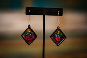Terrapin in a Diamond - Multiple Colors Available - Tooled Leather Earrings - Lotus Leather