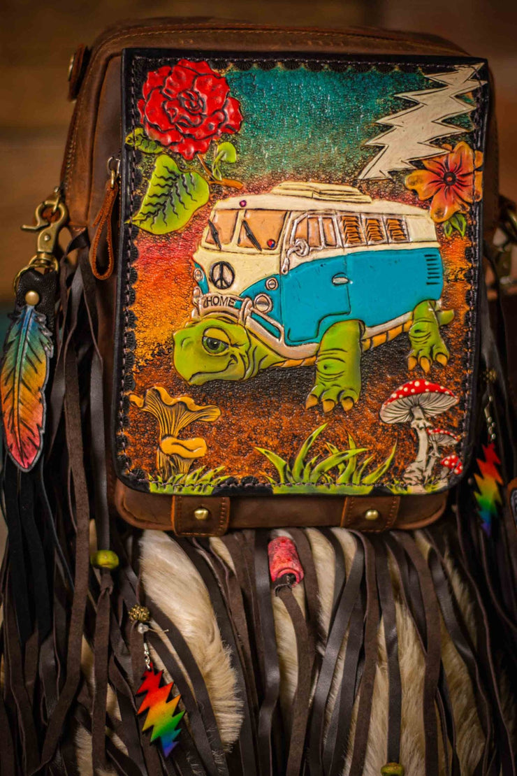 Terrapin VW Bus - Crossbody Messenger Bag - Lotus Leather