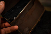 Turkey Tail Mushroom - Woodgrain Pattern - Tooled Long Leather Wallet - Lotus Leather
