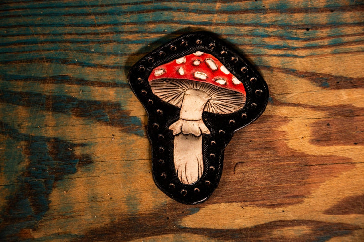 Wild Mushrooms - 4 Pack Set - Tooled Patches - Lotus Leather