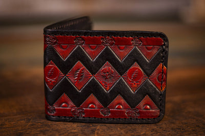 Zigzag Deadhead Themed - Brown - Real Leather Wallet - Lotus Leather